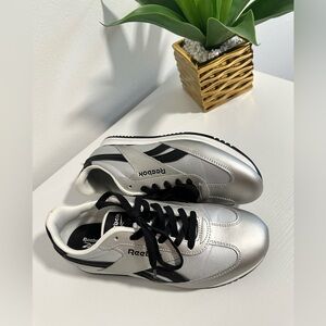 Reebok Silver and Black Women's Sneakers